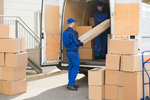 Illustration of a moving company website and cookie notification