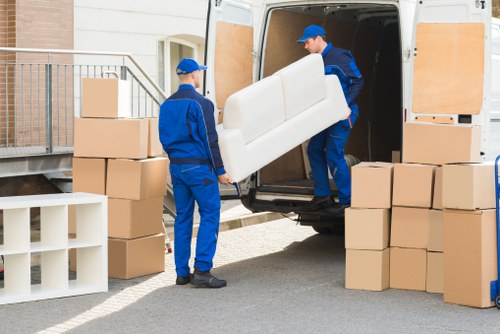 Furniture being prepared for transport during a house move