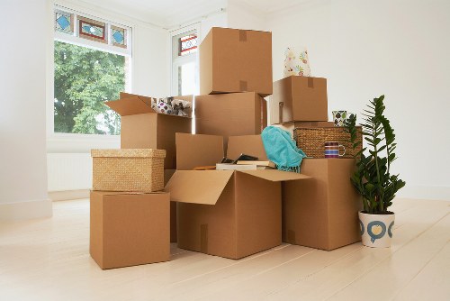 Packed boxes and furniture ready for local removals in Finsbury Park